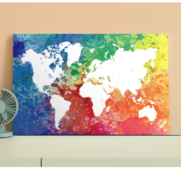 Tableau mappemonde Silhouette colorée artistique - TenStickers