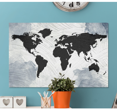 Tableau mappemonde Texturé et noir - TenStickers