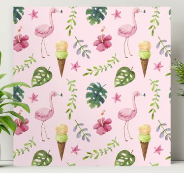 Tableau mosaïque flamants et glaces - TenStickers