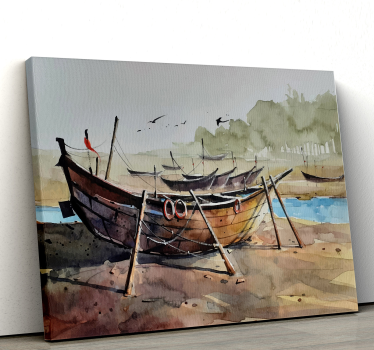 Tableau paysage mer Paisaje marino barca - TenStickers