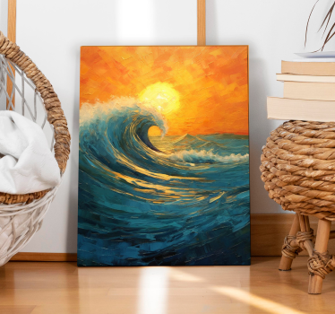 Tableau de paysage vague et lever de soleil - TenStickers