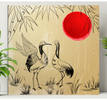 Tableau pour chambre Montagnes chinoises cigognes soleils - TenStickers