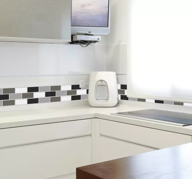 Frise autocollante cuisine effet carreaux tons de gris - TenStickers