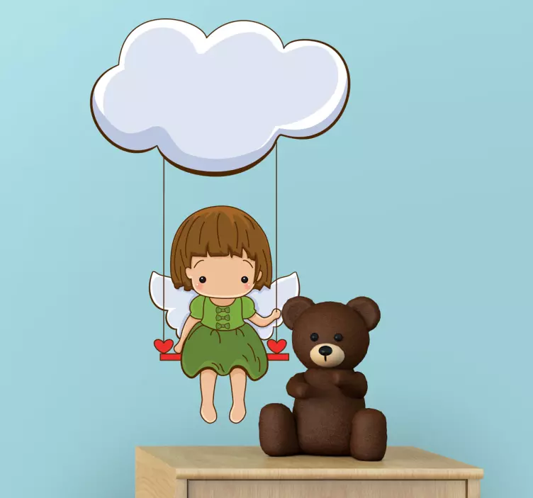 Sticker enfant petit ange sur un nuage - TenStickers