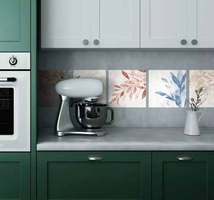 Sticker carrelage motif floral aquarelle - TenStickers