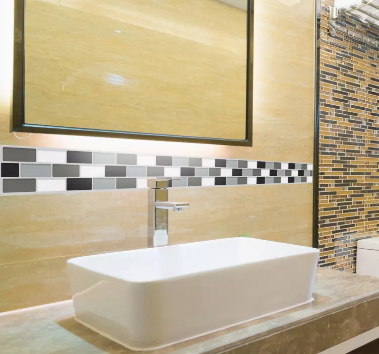 Frise autocollante cuisine effet carreaux tons de gris - TenStickers