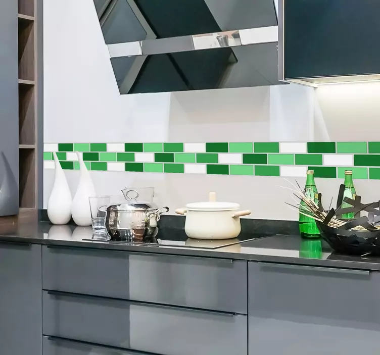 Sticker frise carellage tons de vert - TenStickers