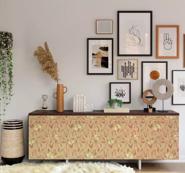 Adhésif meuble motif de fleurs d'automne - TenStickers