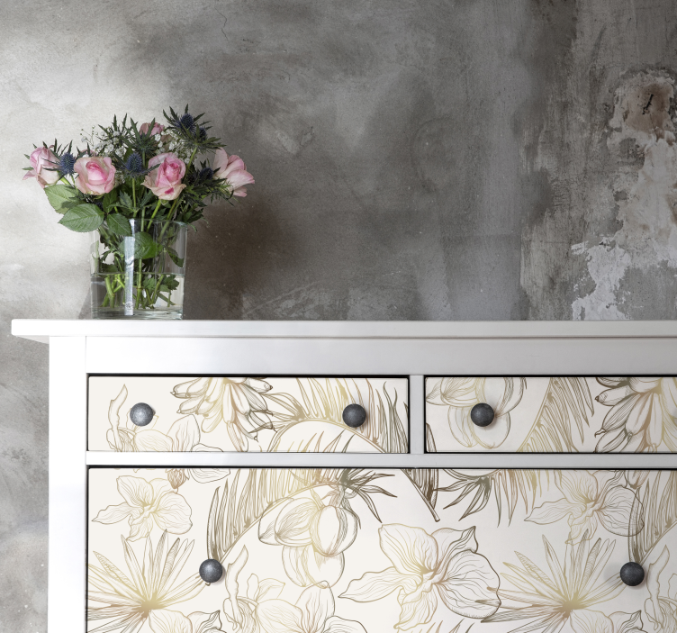 Adhésif meuble fleurs des tropiques - TenStickers