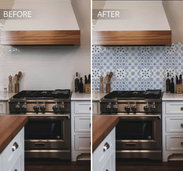 Sticker carrelage bleu et blanc vintage - TenStickers