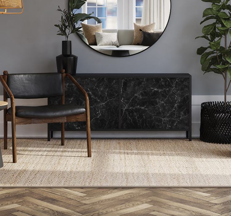 Adhésif meuble effet marbre noir - TenStickers