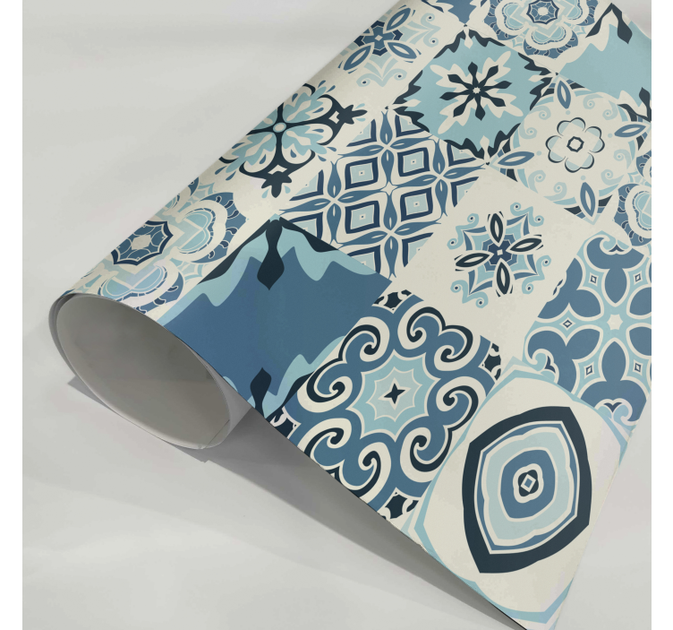 Adhésif meuble carreaux bleus - TenStickers