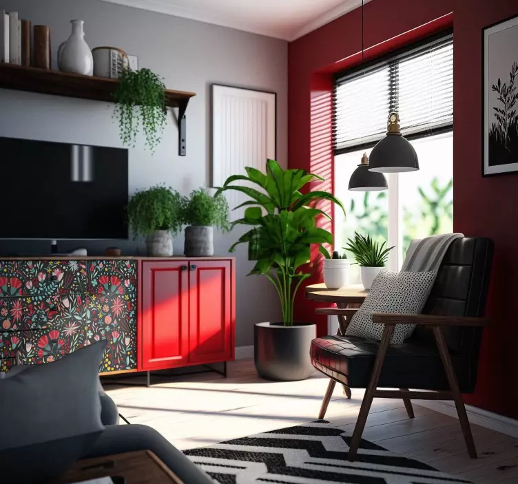 Sticker Meuble Fleurs multicolores avec ourlet - TenStickers