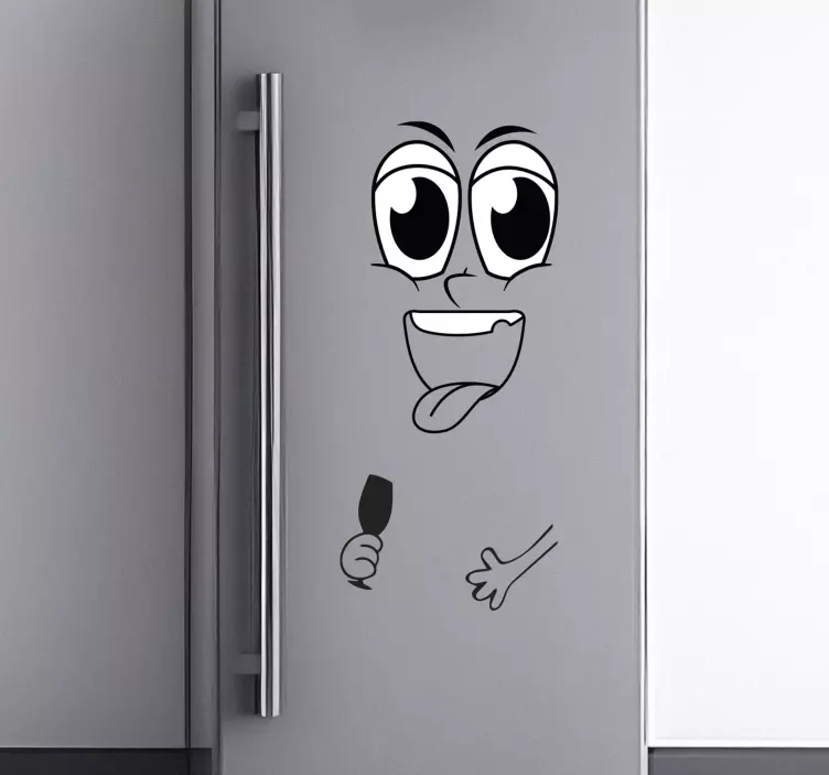 Sticker frigo vinyle visage avec verre - TenStickers