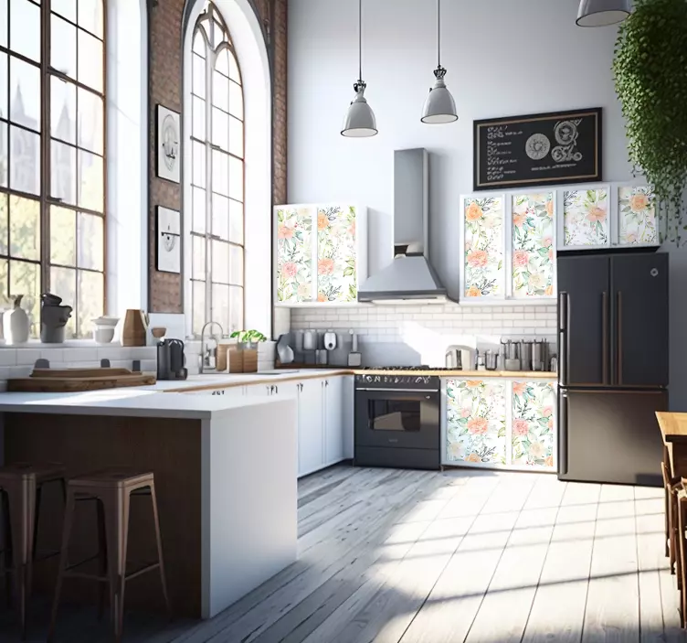 Adhésif meuble roses pastel - TenStickers