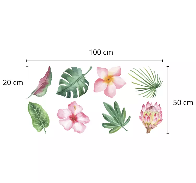 Sticker Plante Ensemble de feuilles tropicales - TenStickers
