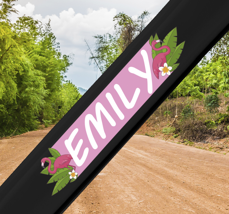 Sticker vélo flamant rose nom personnalisé - TenStickers