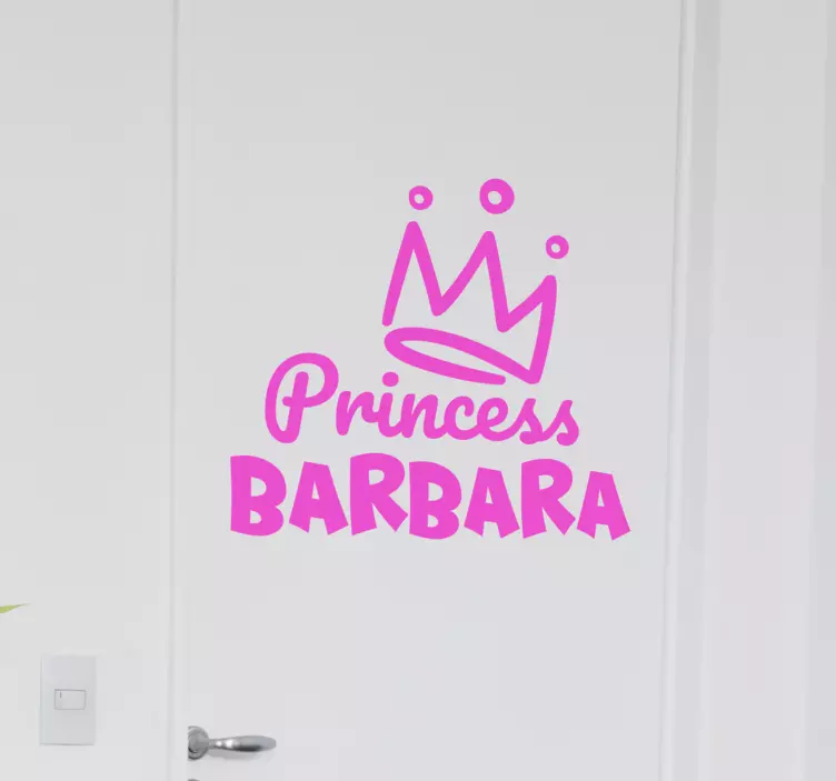 Sticker Porte Couronne de princesse avec nom - TenStickers