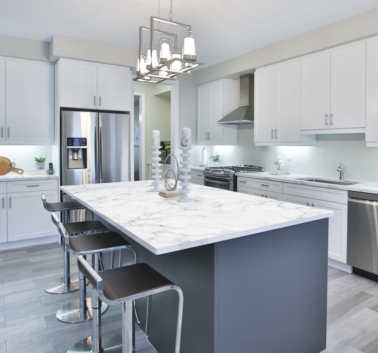 Adhésif meuble effet marbre blanc - TenStickers