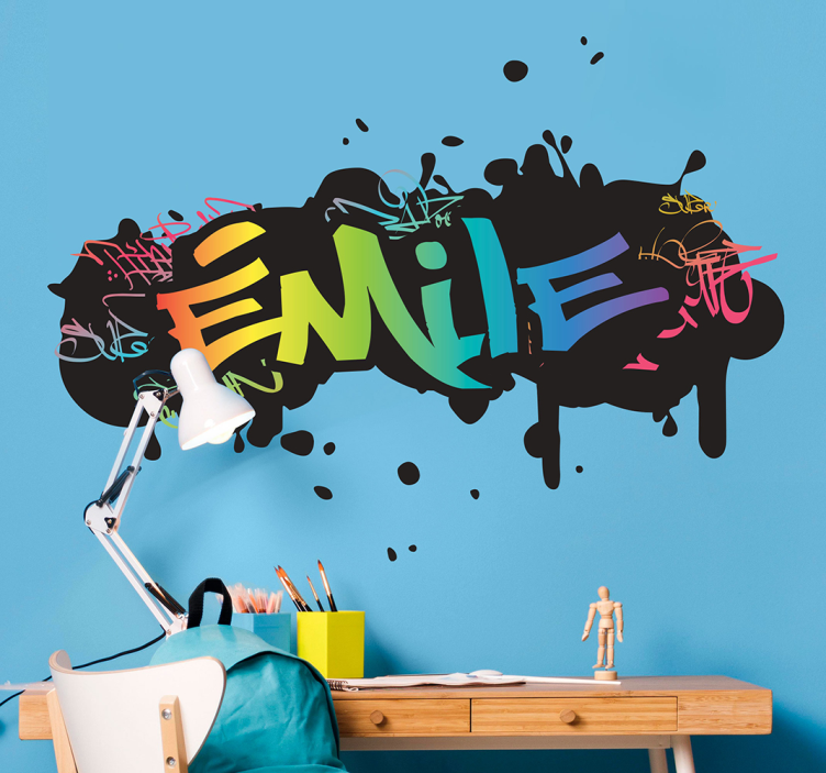 Sticker chambre enfant graffiti prénom personnalisable - TenStickers