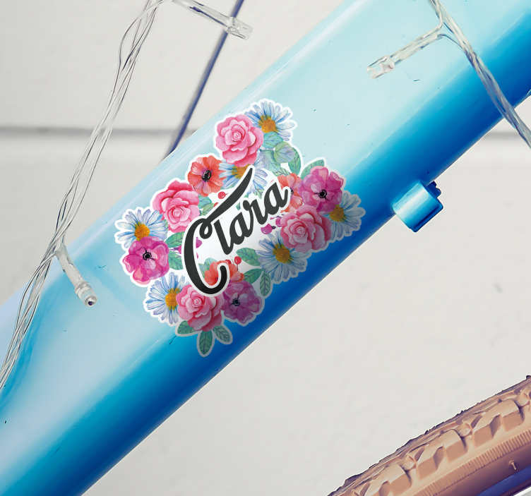 Sticker vélo fleurs avec prénom - TenStickers
