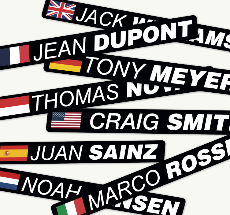 Sticker vélo vélo de route avec étendard et nom - TenStickers