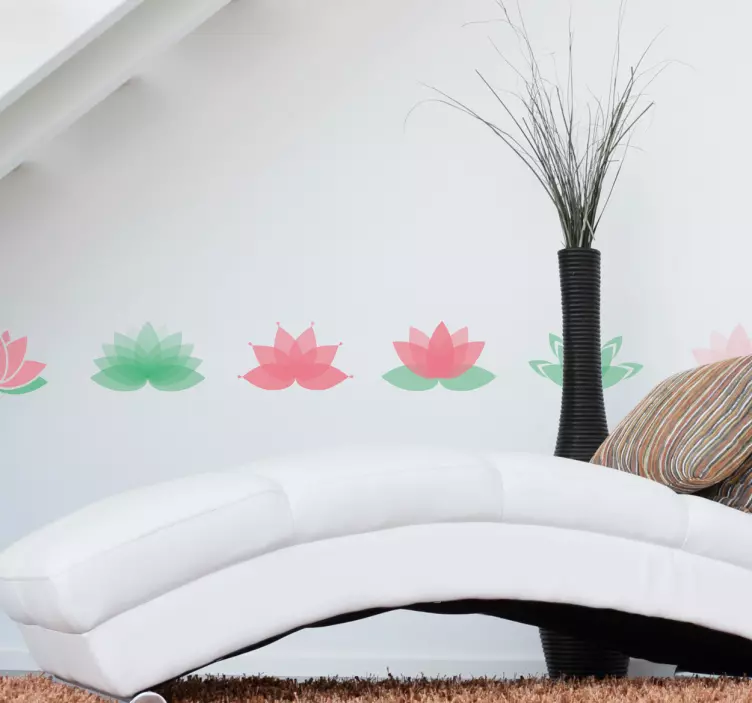 Adhesif Carrelage Frise Fleurs de Lotus - TenStickers