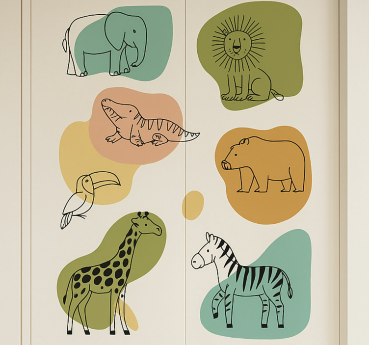 Adhésif meuble enfants animaux de la savane - TenStickers
