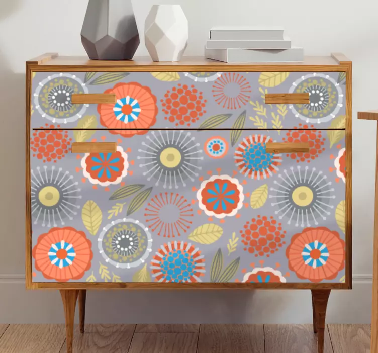 Adhésif meuble motif floral vibrant - TenStickers