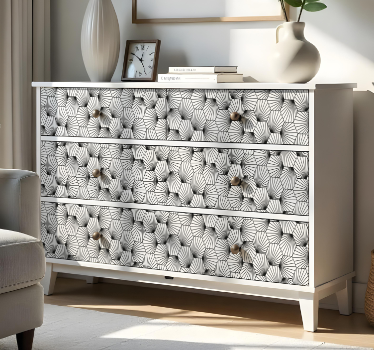 Adhésif meuble motif hexagonal avec des lignes - TenStickers