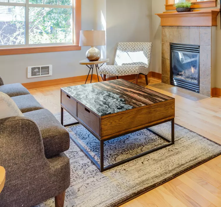 Adhésif meuble bois de chauffage et pierre - TenStickers