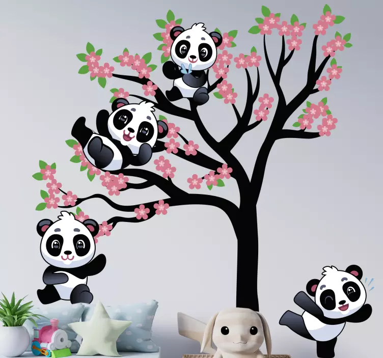 Autocollant animal de compagnie personnages pandas ludiques - TenStickers