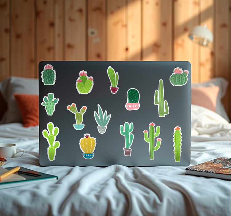 Sticker ordinateur ensemble de motifs de cactus - TenStickers