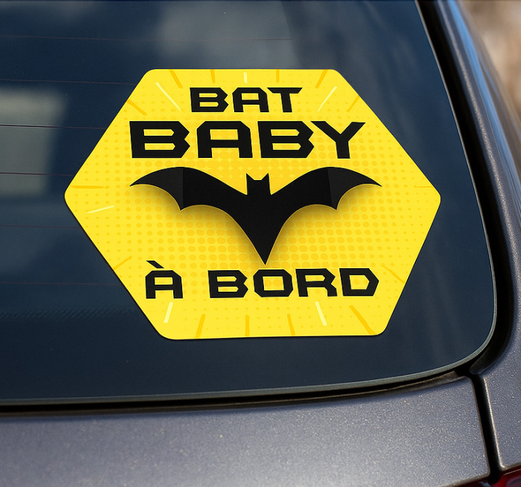 Autocollant bébé à bord panneau jaune chauve-souris - TenStickers
