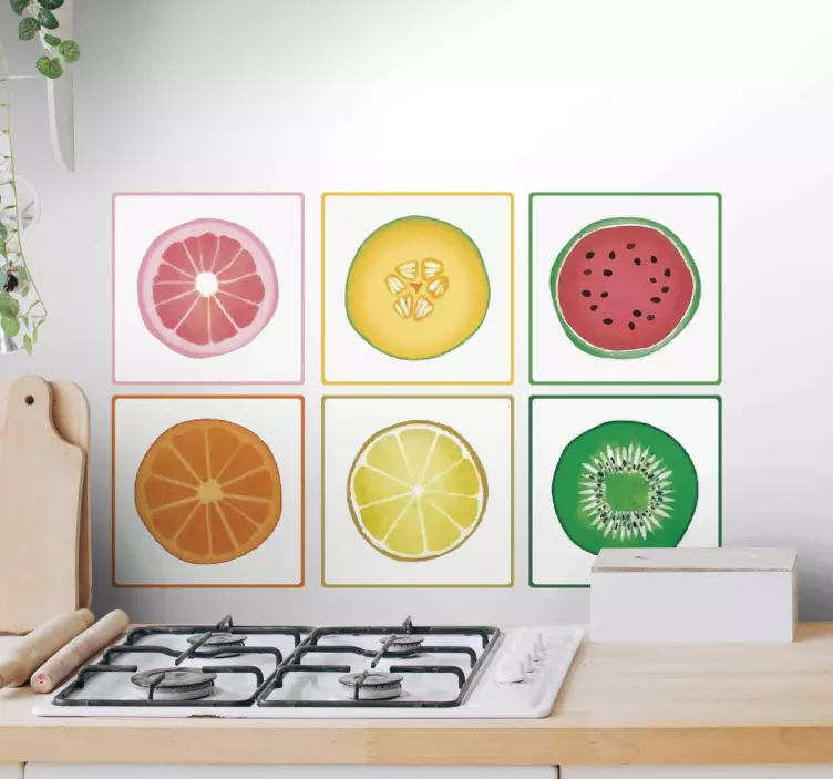Sticker pour Carrelage Fruits bordés en tranches - TenStickers