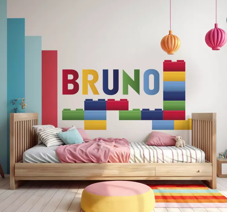 Sticker chambre enfant blocs couleur avec nom - TenStickers