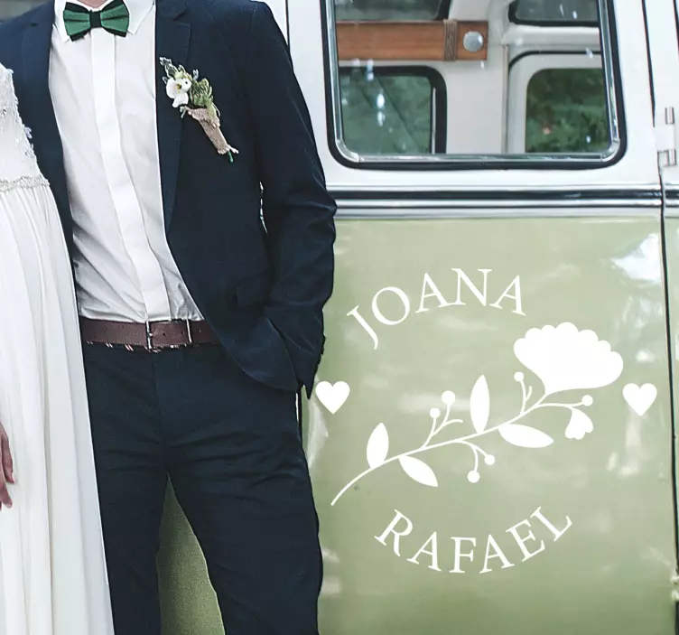 Autocollant de mariage de nom de mariée et de marié - TenStickers