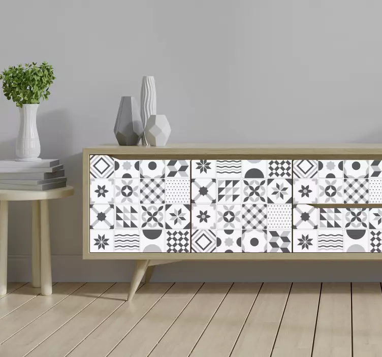 Autocollant de meubles vintage carreaux bleus - TenStickers