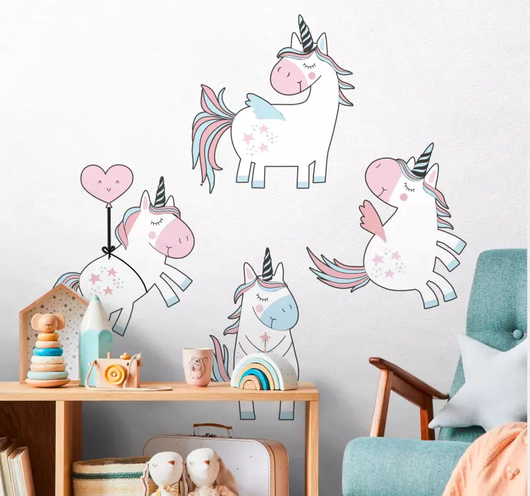 Sticker enfant charmantes figurines de licorne - TenStickers