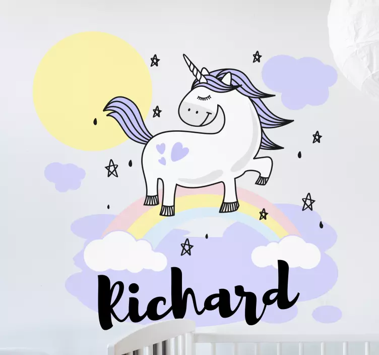 Sticker enfant conception de licorne avec nom - TenStickers