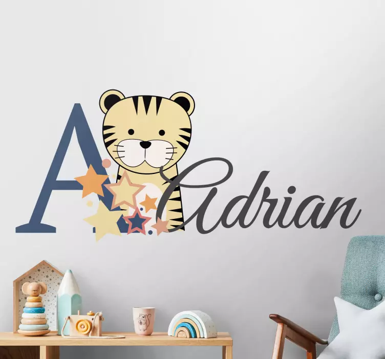 Sticker enfant nom de tigre personnalisable - TenStickers