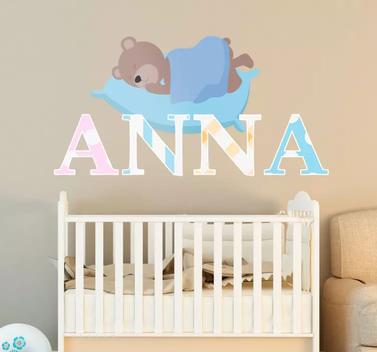 Sticker enfant personnage d'ours endormi - TenStickers