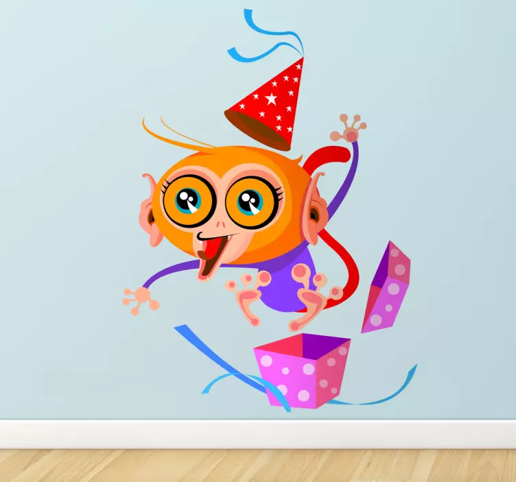 Sticker enfant singe joyeux fêtard - TenStickers