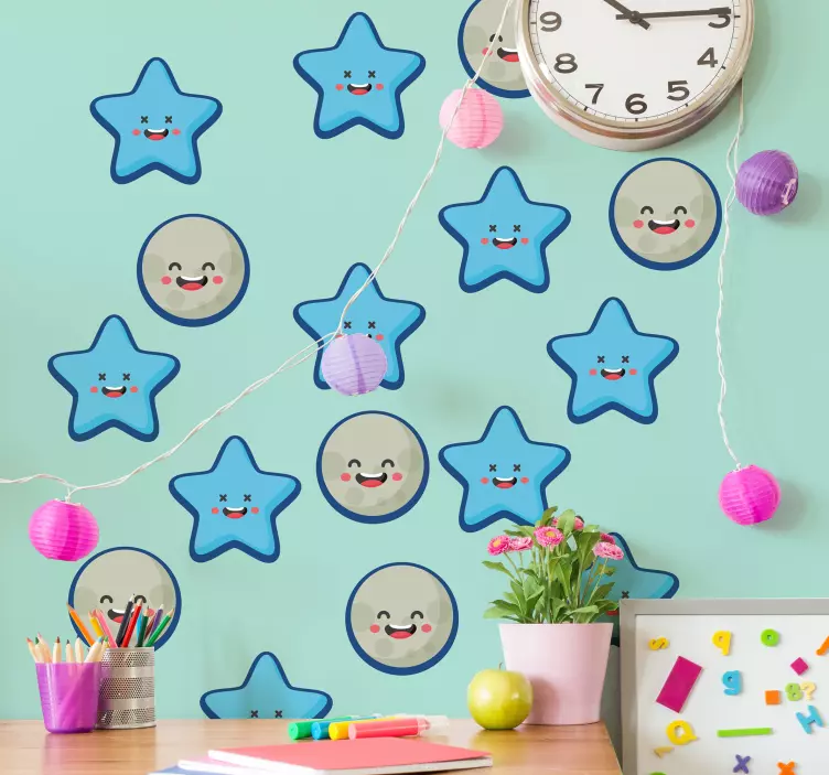 Sticker enfant sourires d'étoiles enjouées - TenStickers