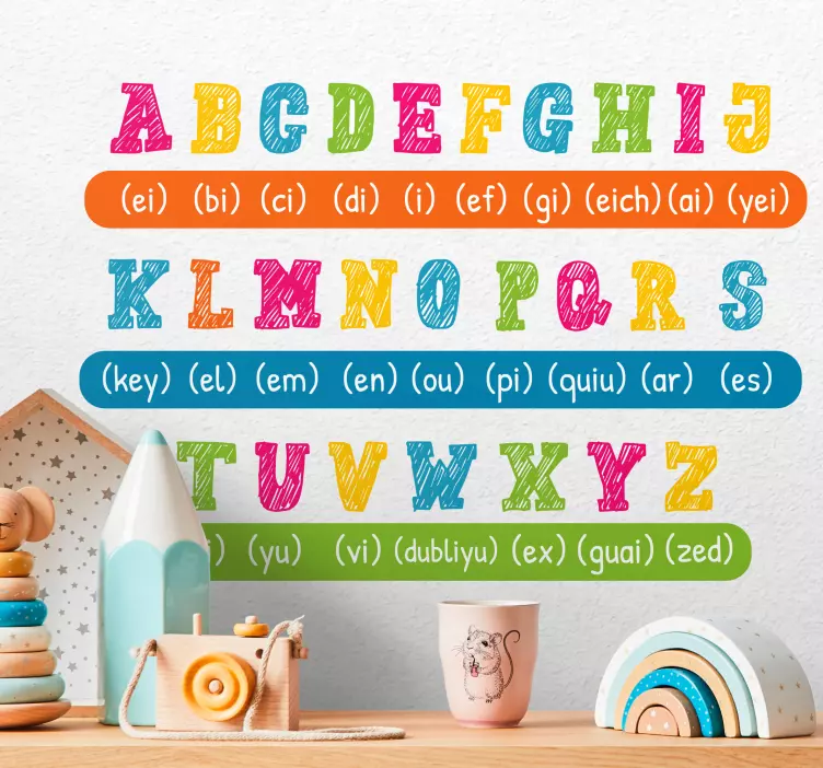 Sticker alphabet tableau coloré en anglais - TenStickers