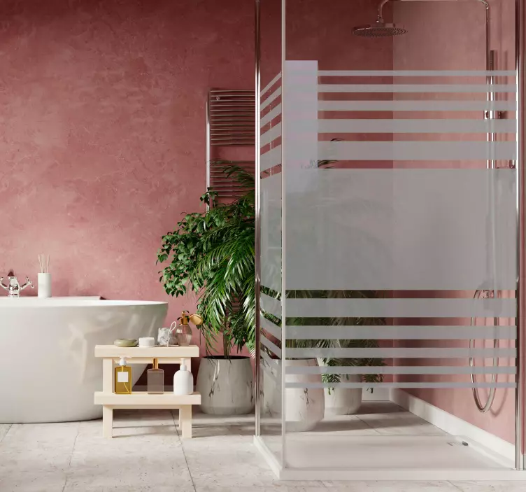 Sticker Paroi de Douche Salle de Bain Lignes Horizontales - TenStickers