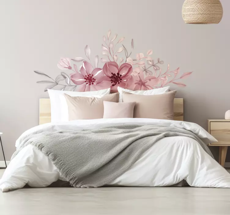 Autocollant mural chambre fleurs roses - TenStickers