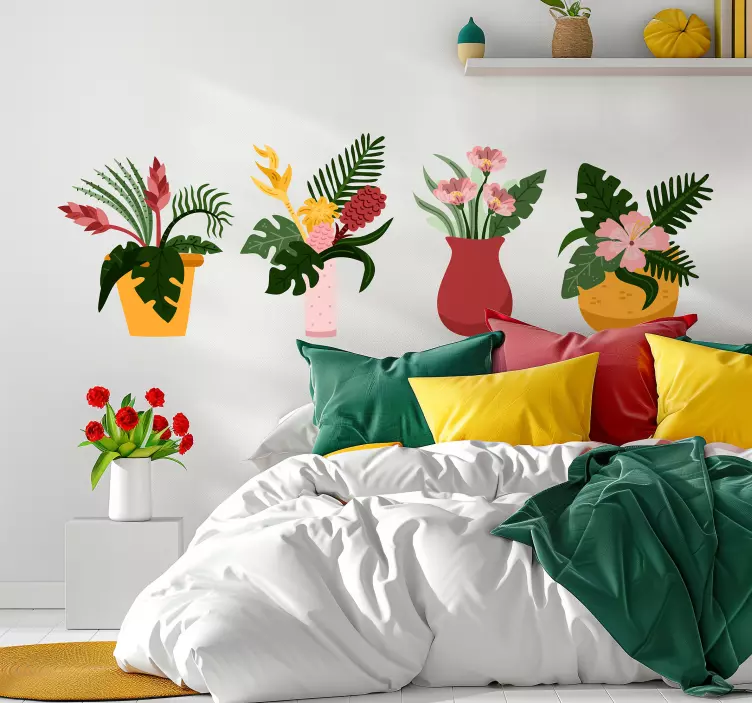 Sticker chambre pots de fleurs - TenStickers