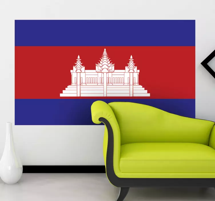 Autocollant mural drapeau Cambodge - TenStickers