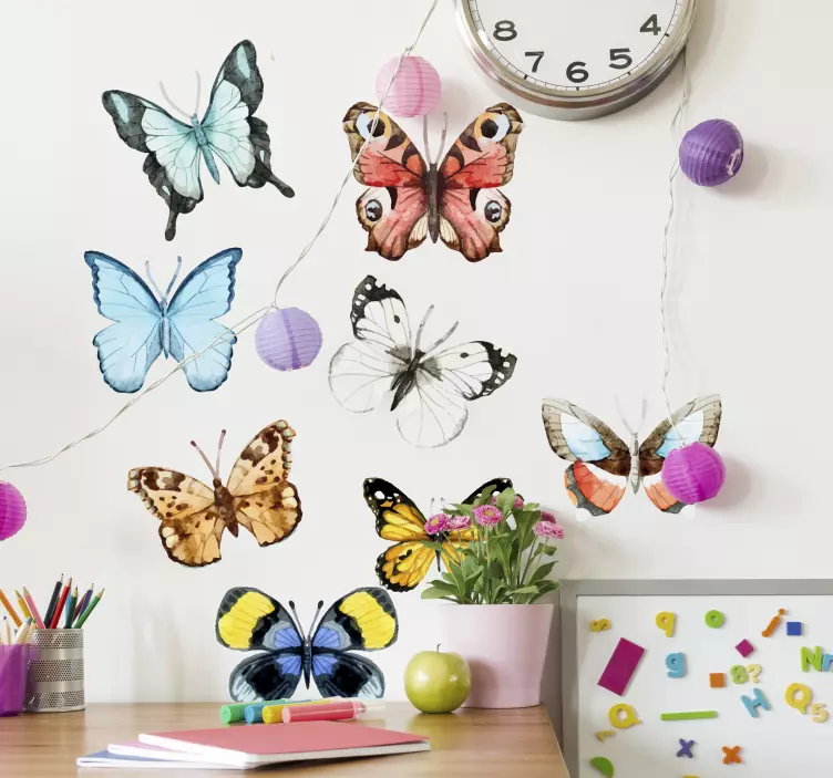 Sticker papillons multicolores pour chambre - TenStickers